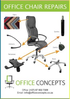 an office chair repair manual with instructions for the parts and accessories needed to install it