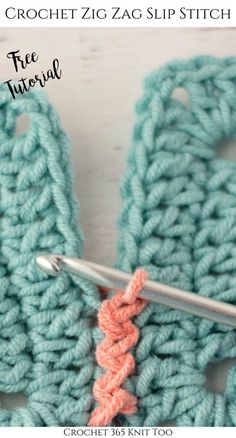 the crochet zig zag slip stitch is being worked on