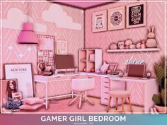 Gamer Girl Bedroom, Gamer Bedroom, Sims 4 Anime, Cc Furniture, Sims 4 House Design, Sims Building, Casas The Sims 4