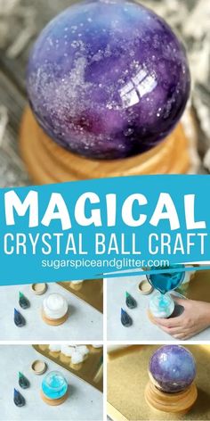 This Magical Crystal Ball craft for kids only takes 10 minutes to make! Perfect for a Harry Potter movie night, Wizard of Oz, Haunted Mansion or even a Labyrinth theme. An easy party craft for kids Magic Crystal Ball, Ball Craft, Cumpleaños Harry Potter, Craft Halloween, Magic Crystal, Anniversaire Harry Potter, Real Magic, Witchy Crafts