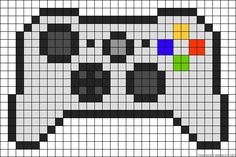 an image of a pixellated video game controller with the colors and shapes on it