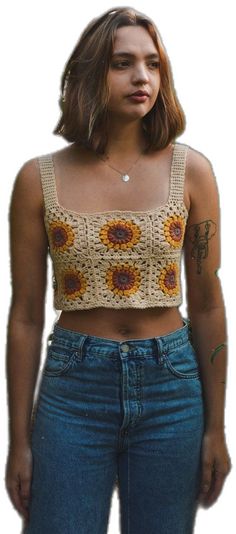 Bohemian Crochet Knit Top For Fall, Fitted Bohemian Knit Crochet Top, Fitted Beige Crochet Top Handmade, Hand Knitted Bohemian Crochet Top, Handmade Beige Crochet Top, Fitted Bohemian Crochet Cotton Top, Fitted Bohemian Patterns For Summer, Fitted Bohemian Knit Top, Fitted Bohemian Crochet Top In Cotton