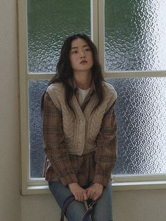 Composition : CottonColor : Ivory,Beige,Gray,BlackCountry of Origin : Republic of Korea Interesting Faces, Knit Vest, Winter Style, Pose Reference, Winter Fashion, Knitwear, Composition, Knitting, Clothes For Women