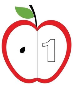 an apple with the number one on it