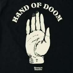 a black t - shirt with the words hand of doon on it