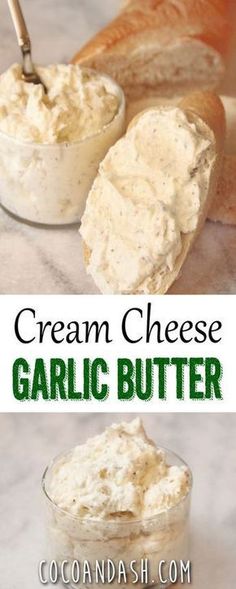 cream cheese garlic butter in a small glass bowl