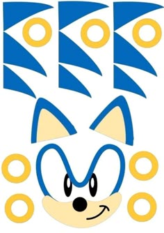 an image of sonic the hedge face with blue and yellow circles around it's eyes