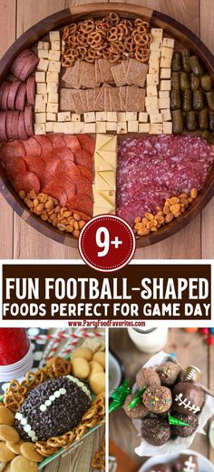 football shaped food collage Football Shaped Appetizers, Football Themed Snacks, Football Dishes, Football Shaped Foods, Football Themed Food, Football Season Food, Football Desserts, Football Party Foods, Fruit Appetizers