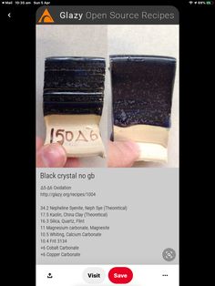 an iphone screen showing two black crystal no globs on the left and right side