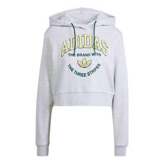 (WMNS) adidas VARSITY Graphic Hoodie Asia Sizing 'Grey' IT9846 French Terry Hoodie, Adidas Hoodie, Logo Embroidery, Grey Hoodie, Graphic Hoodie, Embroidery Logo, Graphic Hoodies, French Terry, Light Grey