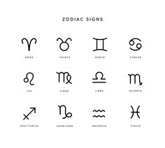 zodiac signs are shown in black and white