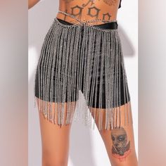 Style Notes Get Groovin’ In The Akira Label Dance Up On Me Chain Skirt Belt. This Chain Link Belt Is Composed Of Silver Tone Metal And Features A Double Claw Clasp Closure And Chain Link Fringe. Style Over A Mini Dresses To Add Some Flair. - 100% Man Made - 46.5” Length (Approx.) - Imported Product Id: 219007 Edgy Waist Chain For Party, Trendy Silver Party Skirt, Trendy Silver Skirt For Party, Edgy Party Waist Chain, Edgy Mini Skirt For Summer Parties, Edgy Chain Strap Waist Chain For Parties, Edgy Waist Chain With Chain Strap For Party, Edgy Summer Party Skirt, Elegant Mini Skirt For Festival