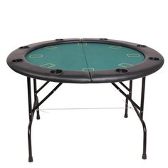 a black table with a green top and four holes in the middle, on a white background