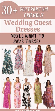 Looking for postpartum wedding guest dresses? You're going to love these maternity friendly wedding wear options. Wedding Guest Dress Ideas, Wedding Guest Looks, Nursing Friendly