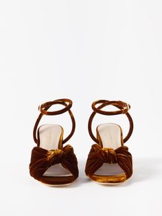 Brown Fiamma 75 velvet sandals | Loeffler Randall | MATCHESFASHION US Velvet Sandals, Newly Wed, Ankle Strap Block Heel, Pump It Up, Velvet Heels, Brown Velvet, Black Gown, Loeffler Randall