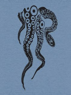 an octopus is depicted on a blue shirt