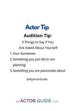 the acting guide for actors to be able to perform in an upcoming film or tv show