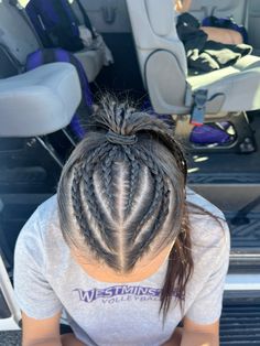 fun game day hairstyle #braids #athlete Braided Sporty Hairstyles, Race Day Hair, Don't Think Too Much, Cute Volleyball Hairstyles, Cute Sporty Hairstyles, Athletic Girl, Soccer Hairstyles, Soccer Hair, Track Hairstyles