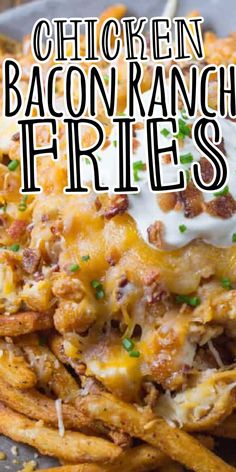 chicken bacon ranch fries with sour cream on top