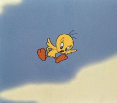 a cartoon character flying through the air