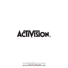 the activision logo is shown in black and white