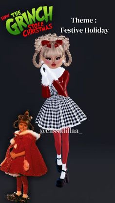 Cindy Lou Who Dress To Impress, Dti Outfits Ideas Holiday, Holly Wood Dress To Impress Outfits, Di Festive Holiday, Jesus Dress To Impress, Famous Dti Theme, Dti All Thenes, Costumes To Wear To School, Festive Holiday Dti Outfits Ideas