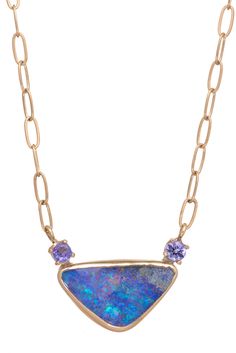 Dusk Boulder Opal Necklace Kate Davis, Boulder Opal Necklace, Alexandrite Ring, Necklace Collection, Tanzanite Gemstone, Hand Jewelry, Australian Opal