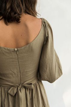 Spring Khaki Linen Dress, Spring Olive Linen Dress, Kara Thoms, Dreamy Dress, Puffed Sleeves, Just In Time, Popular Style, Sewing Dresses, Look Cool