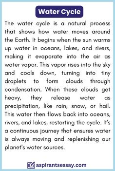 the water cycle is a natural process that shows how it works