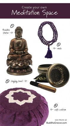 an image of meditation space with beads and other items