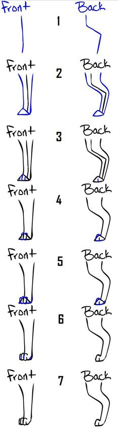 an exercise sheet with the instructions for how to draw legs and feet in blue ink