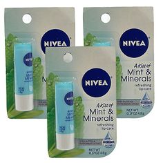 3 PK NIVEA A Kiss of Mint & Minerals Refreshing Lip Care 0.17 oz Shea Peppermint 72140007690 | eBay Butter Brands, Best Lip Balm, Winter Is Here, Find Color, Soft Lips, Dry Lips, Lip Scrub, A Kiss, Lip Moisturizer