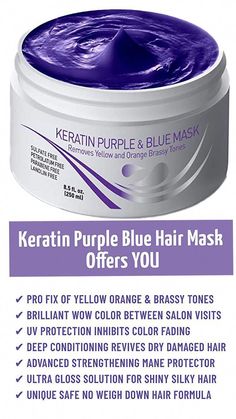 Purple Blue Hair, Hair Mask For Hair Growth, Protein Deep Conditioner, Mask For Hair Growth, Hair Thickening Remedies, Overprocessed Hair, Mask For Hair, Mask For Damaged Hair, Silky Shiny Hair