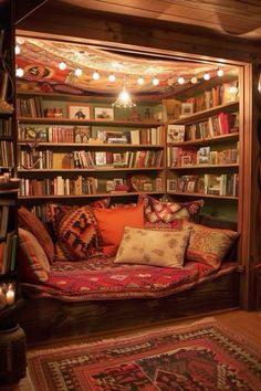 Reading Nook Bookshelf, Cozy Hideout, Reading Nooks, Don't Compare, Dream Room Inspiration, Dream House Interior, Cozy Nook, Cozy Room, Home Library