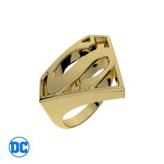 a gold ring with an interlocked design on the front and center, set against a white background