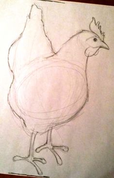 a drawing of a chicken with a crown on it's head