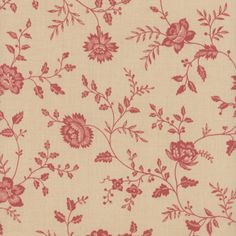 a red and white floral pattern on fabric