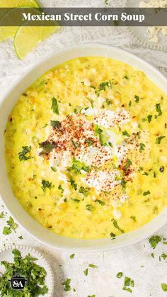 Overhead shot of Mexican Street Corn Soup in a light gray bowl. Chicken Street Corn Soup, Mexican Street Corn Soup Recipe, Copycat Panera Mexican Street Corn Soup, Vegan Mexican Street Corn Soup, Mexican Street Corn Soup, Street Corn Soup, Corn Soup Recipes, Mexican Street Food, Soups Stews Chilis