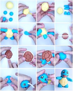 the instructions for how to make squirt turtle toys with polymer doughnuts