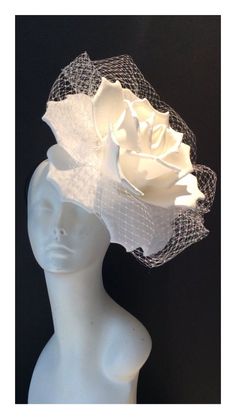 Pola Topi, White Fascinator, Headpiece Flower, Rose Headband, Flower Headbands, All White Party, Floral Accessories Hair, Fascinator Headband, Foam Roses