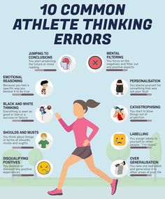 a woman running with the words 10 common athlete thinking errors in front of her face