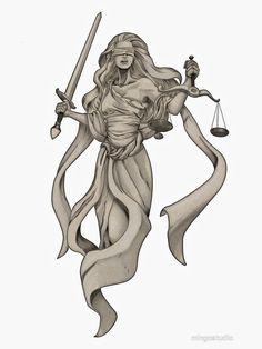 Statue Drawing Easy, Nemesis Tattoo, Goddess Of Justice, Libra Art, God Tattoos, Mythology Tattoos