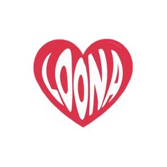 a heart shaped sticker with the word bona in white and red on it