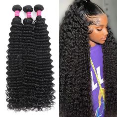 PRICES MAY VARY. 14A Human Hair Bundles 22 24 26 Inch Deep Wave Bundles Human Hair 100% Unprocessed Brazilian Virgin 3 Bundles Deals Human Hair Extensions Natural Black IAMFUPO Deep Wave Human Hair Bundles Advantage: Double Machine Weft, Very Soft and Silky, Full Density, Thick Ends, Soft Weave, Bouncy and Shiny Hair Weft with High Elasticity, One Direction Cuticle With No Split Ends,Tangle-free, Minimal Shedding, No Chemical Treatment, 100% Human Hair. Deep Wave Human Hair Bundles Color:Natural Deep Wave Bundles Hairstyles, Bundles Hairstyles, Deep Wave Bundles, Deep Wave Human Hair, Hairstyles For Layered Hair, Human Hair Bundles, Brazilian Human Hair, Wig Accessories, Hair Weft