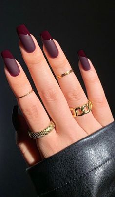 Grow Long Nails, Burgundy Nail Designs, Burgundy Nails, Blue Nail, Thanksgiving Nails, Chic Nails, Trendy Nails, Winter Nails