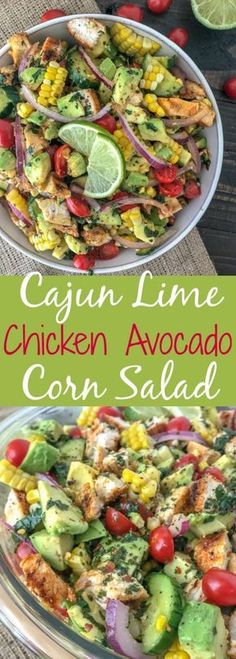 chicken avocado corn salad with cilantro and lime