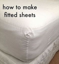 there is a bed with white sheets on it and the words how to make fitted sheets