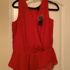 Beautiful Red Top By Jessica Simpson. Chic Red Peplum Top, Elegant Sleeveless Peplum Top For Summer, Red Sleeveless Tank Top With Ruffles, Chic Sleeveless Peplum Top For Night Out, Red Peplum Tops For Spring, Spring Sleeveless Peplum Top For Night Out, Red Peplum Tops For Summer, Chic Red Sleeveless Blouse, Sleeveless Peplum Top For Spring Party