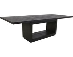 a black table with an open shelf on the bottom and one end in the middle