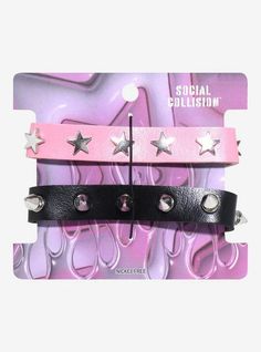 Rock Costume, Spike Bracelet, Faux Leather Bracelets, Digital Closet, Tall Hoodies, Black Bracelets, Star Studs, Glam Rock, Guitar Strap